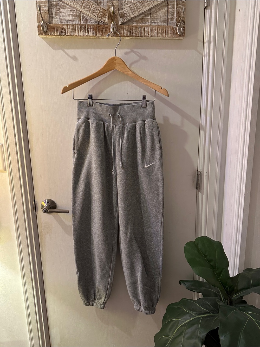 Nike Gray Kids Fleece Joggers with Drawstring